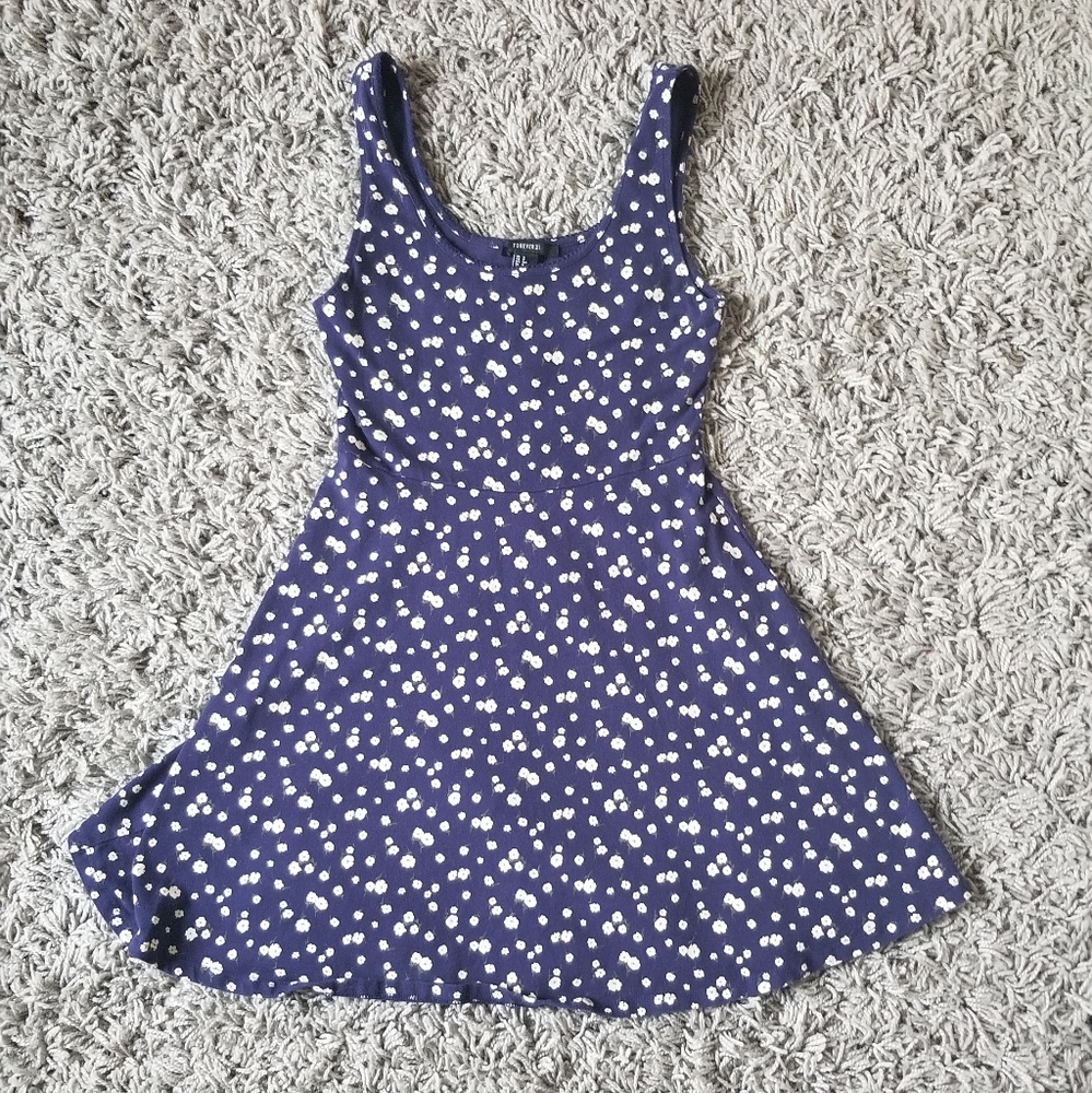 Forever 21 Navy Floral Skater Dress
